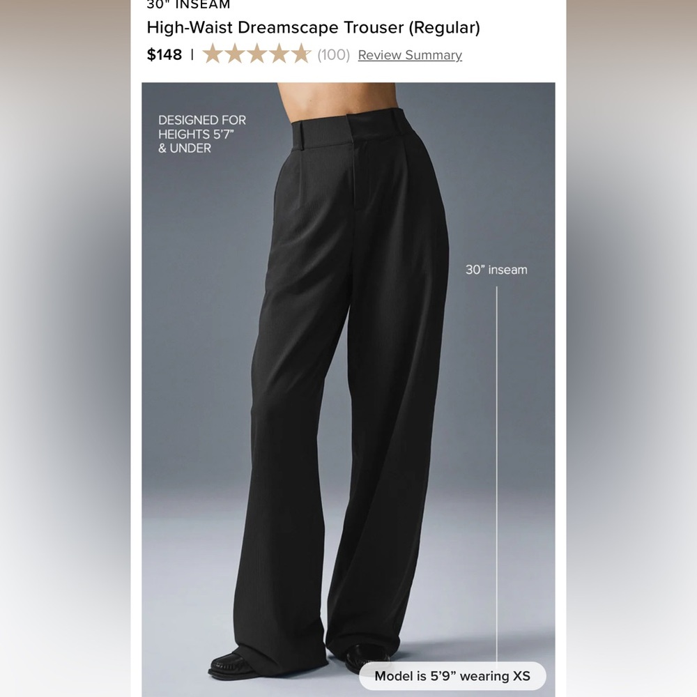 ALO Yoga Black High-Waist Dreamscape Trouser Regular - Picture 2 of 5